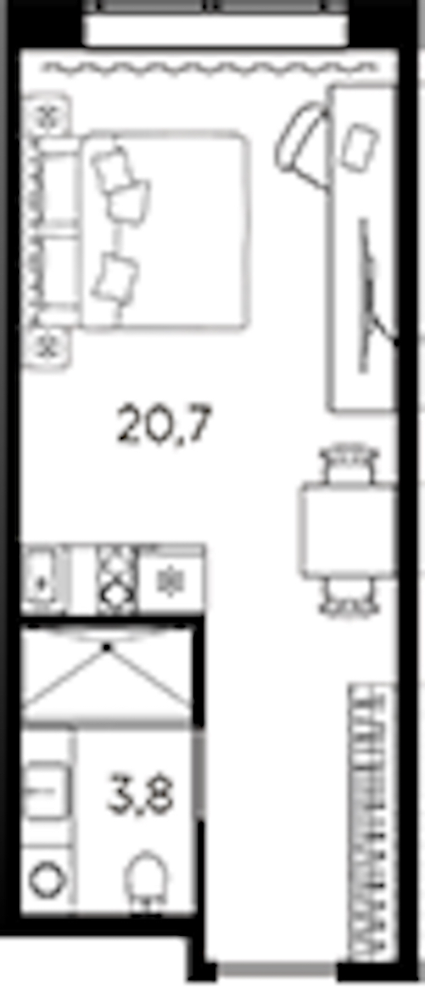 Квартира студия 24.5 м², 7/13 эт., ЖК «AVENIR Industrial»